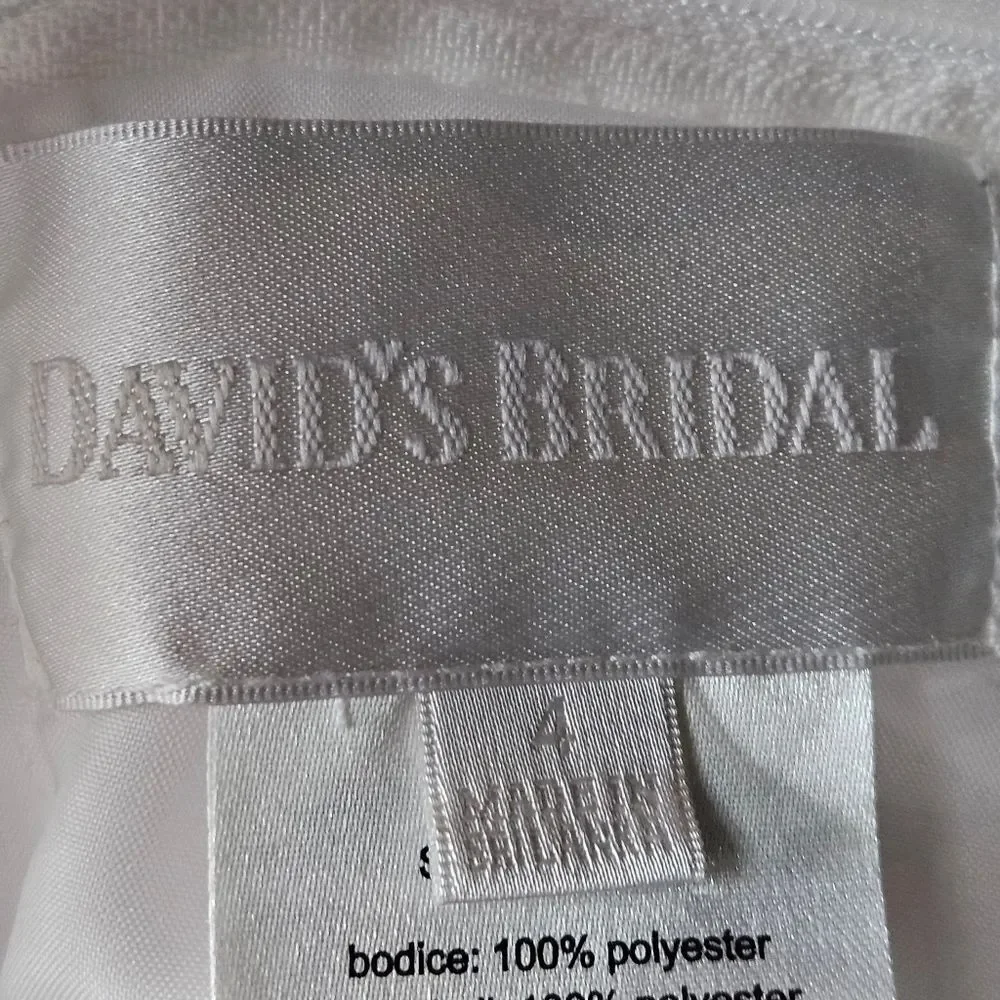 David's Bridal White Layered Tulle Back Bow Flower Girl Communion Party Dress - Picture 9 of 12